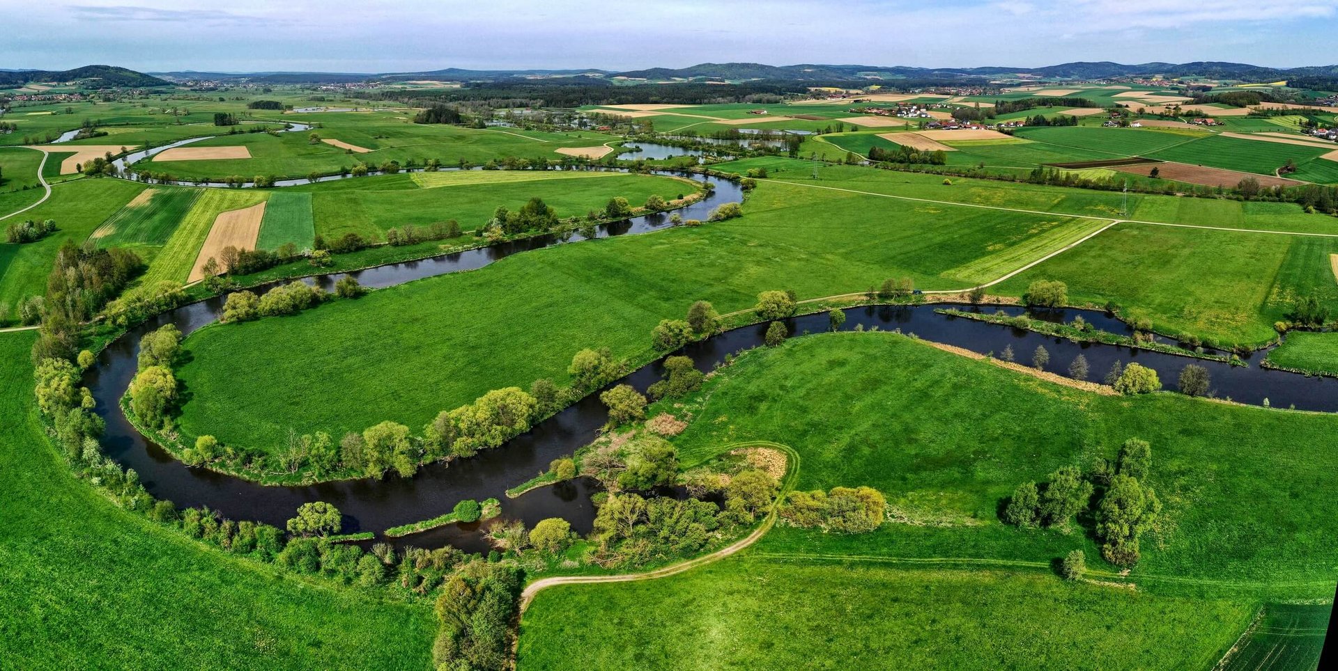 Fluss Regen machte eine Kurve in der Regentalaue