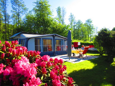 Blick auf einen Stellplatz am Campingplatz Hohenwarth